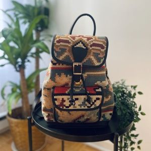 Handmade authentic carpet style backpack/ rug design bag